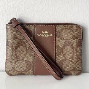 Coach Signature Corner Zip Pouch Wristlet